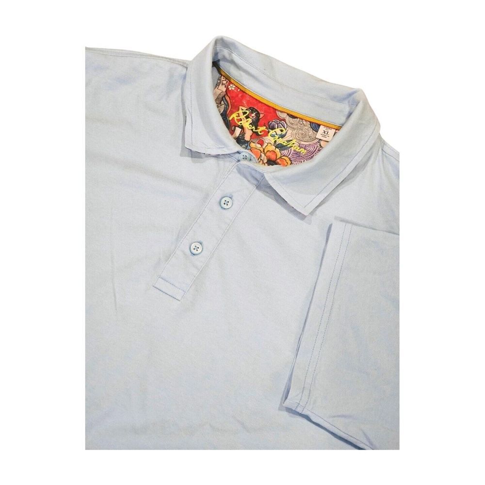 Robert Graham Classic Fit Short Sleeve Polo Light Blue Stretch‎ EUC Men's XL